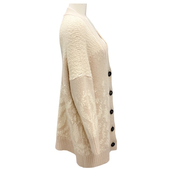 PESERICO BEIGE / CREAM OVERSIZED KNIT CARDIGAN SWEATER - Picture 2 of 6